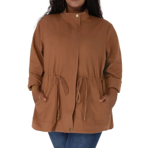 Agnes Orinda Women's Plus Size Jacket Lightweight Anorak Drawstring Utility 3X - Picture 2 of 12